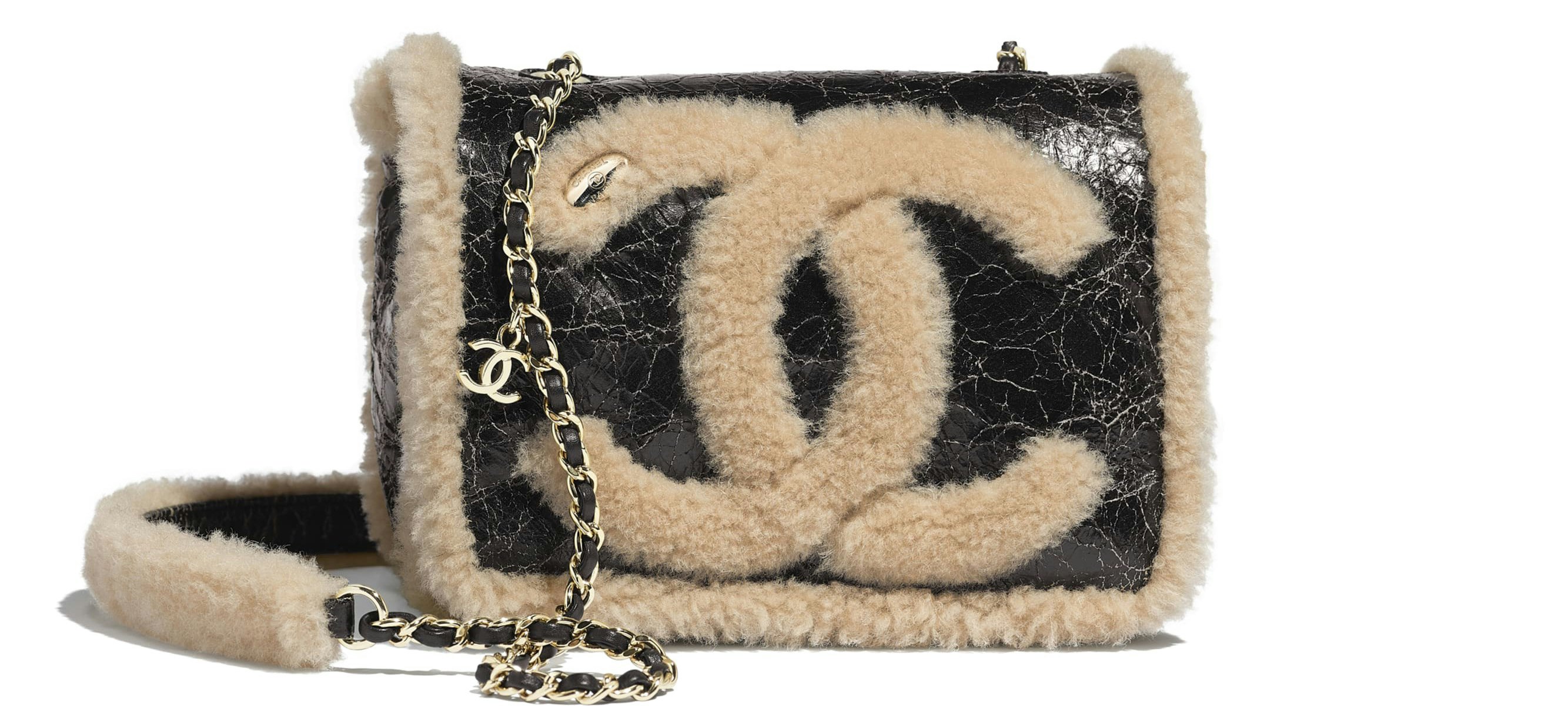 Chanel Shearling Lined Tweed and Lambskin Muff Flap Bag  Sacdelux